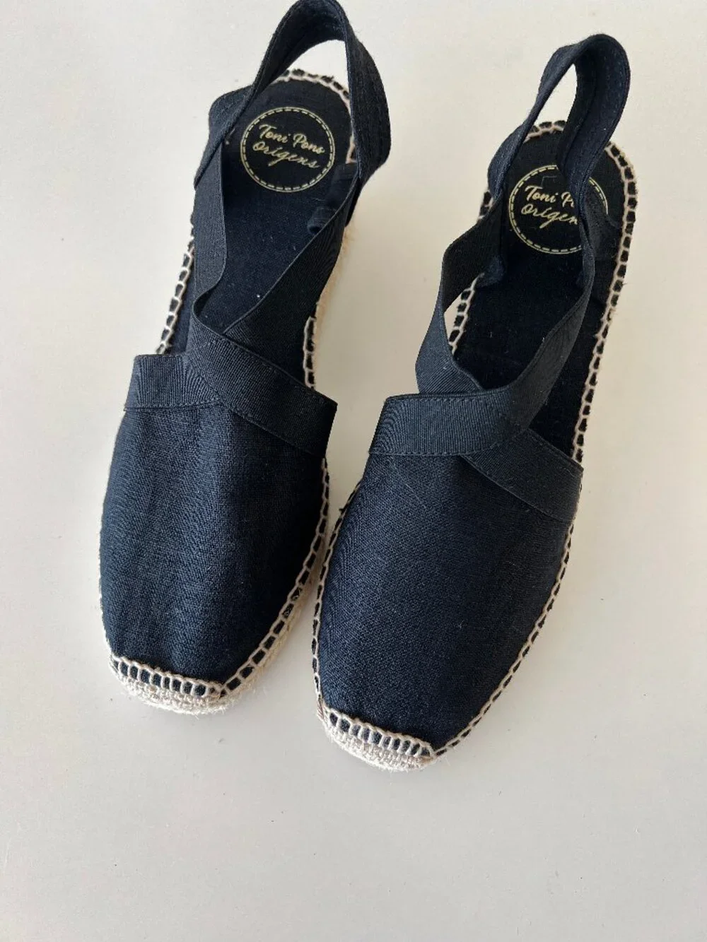 NIB Toni Pons TER Black Linen Espadrille Wedges EU 39 US 8